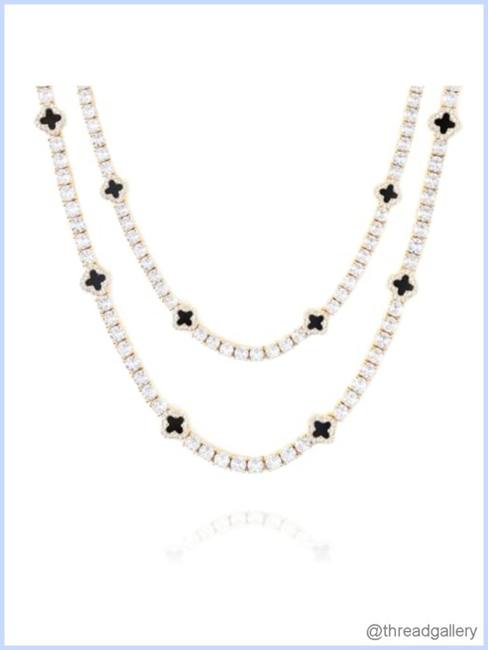 Iced Out Four Leaf Tennis Chain Necklace White Gold Plated 5A Zircon Hip Hop